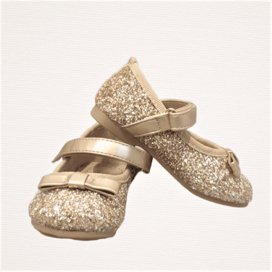 Βαπτιστικό παπούτσι μπαρέτα σε χρυσό με γκλίτερ