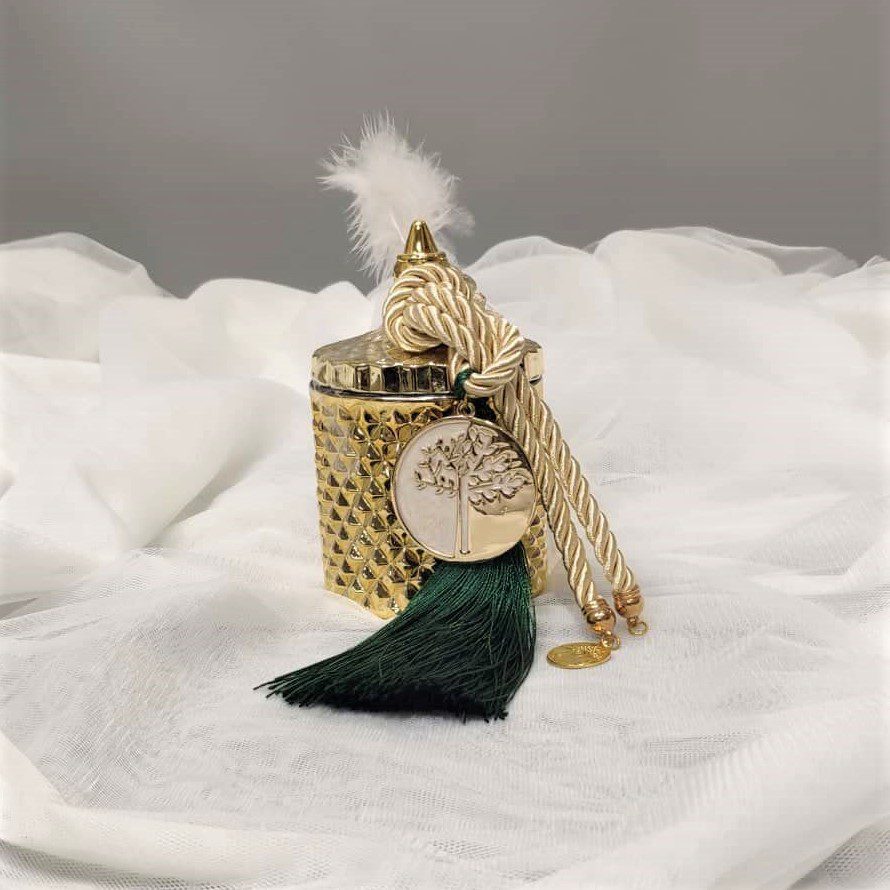 Γούρι 2023 θήκη κεριού με επίχρυσο γούρι