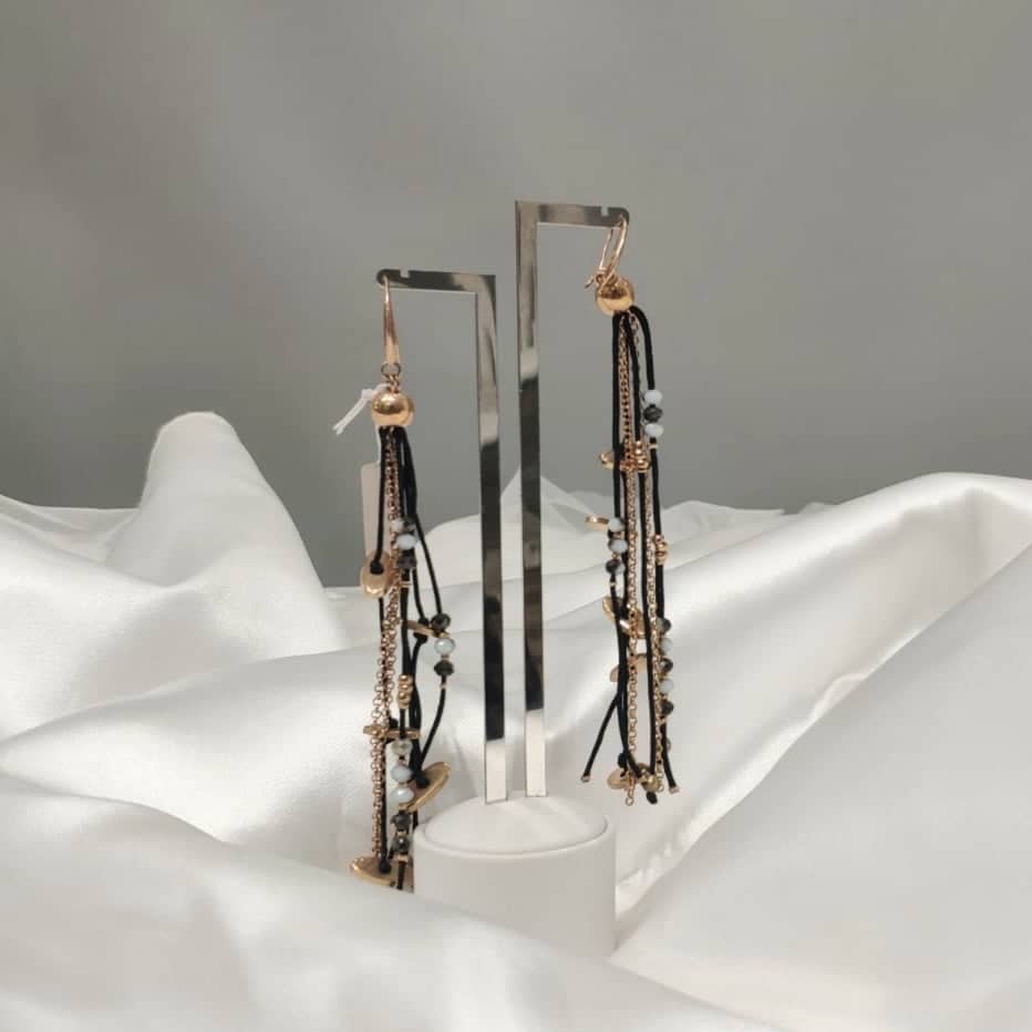 Μακριά σκουλαρίκια με αλυσίδες και ημιπολύτιμες πέτρες