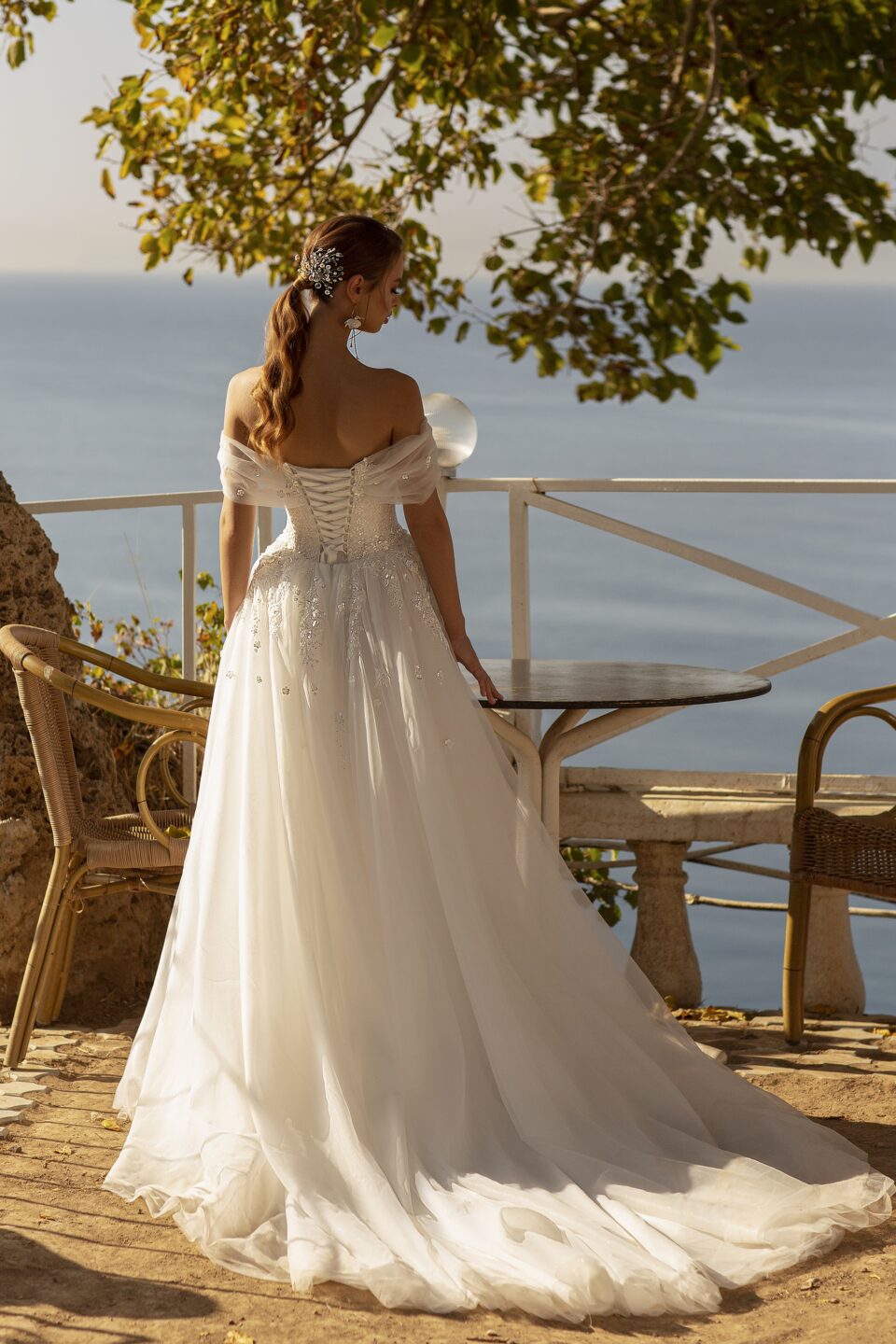 Wedding-dress-717-2 Ρομαντικό νυφικό στράπλες με γκλίτερ τούλι