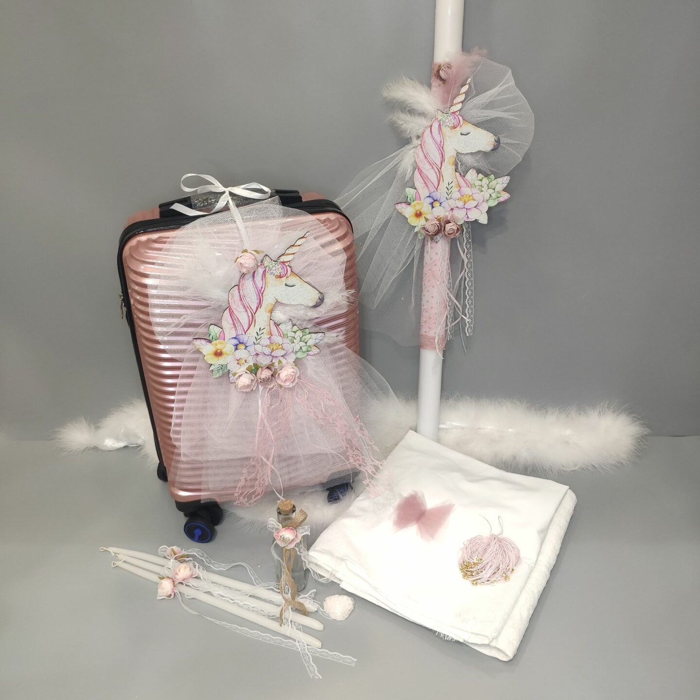 Πλήρες σετ βάπτισης για κορίτσι με Μονόκερο Unicorn