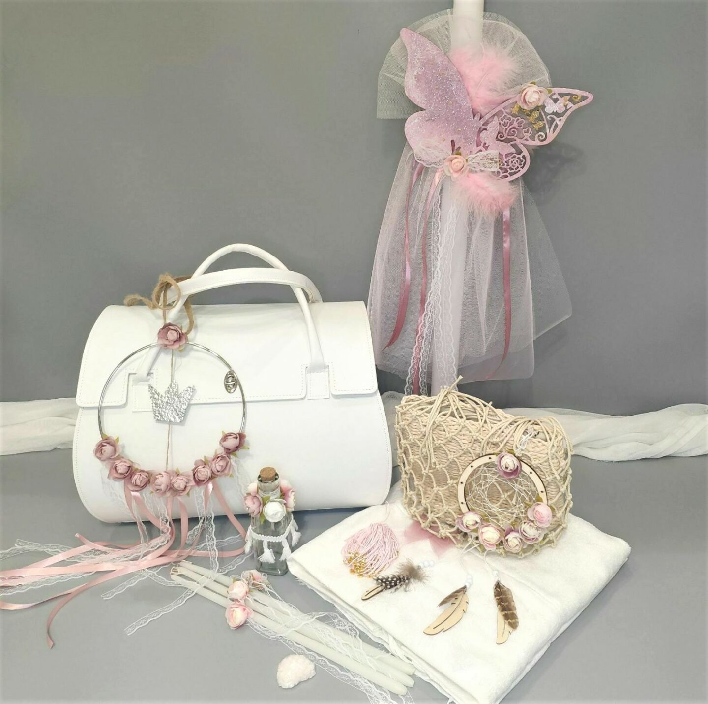 Πλήρες σετ βάπτισης για κορίτσι με Πεταλούδες