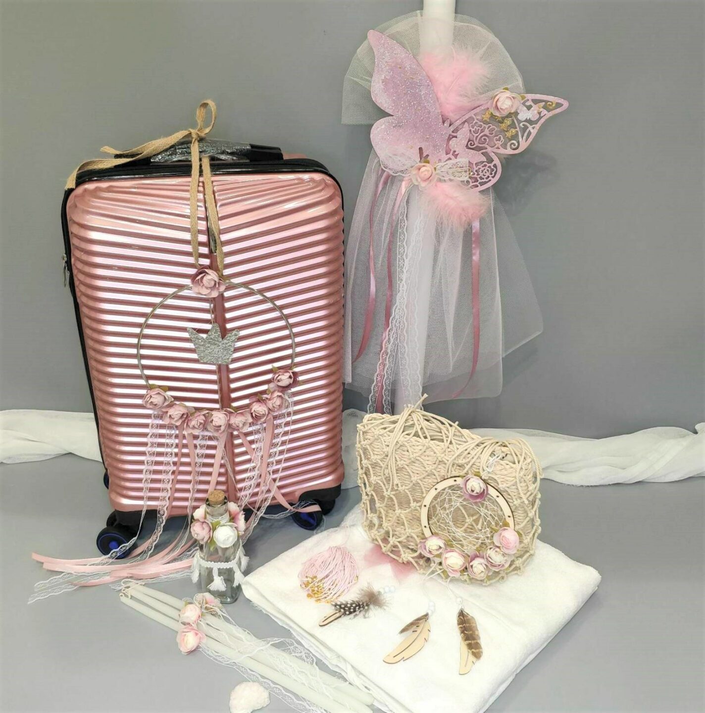 Πλήρες σετ βάπτισης για κορίτσι με πεταλούδες