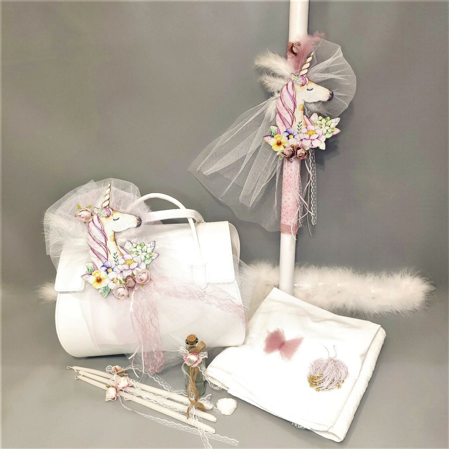 Πλήρες σετ βάπτισης για κορίτσι με Μονόκερο Unicorn