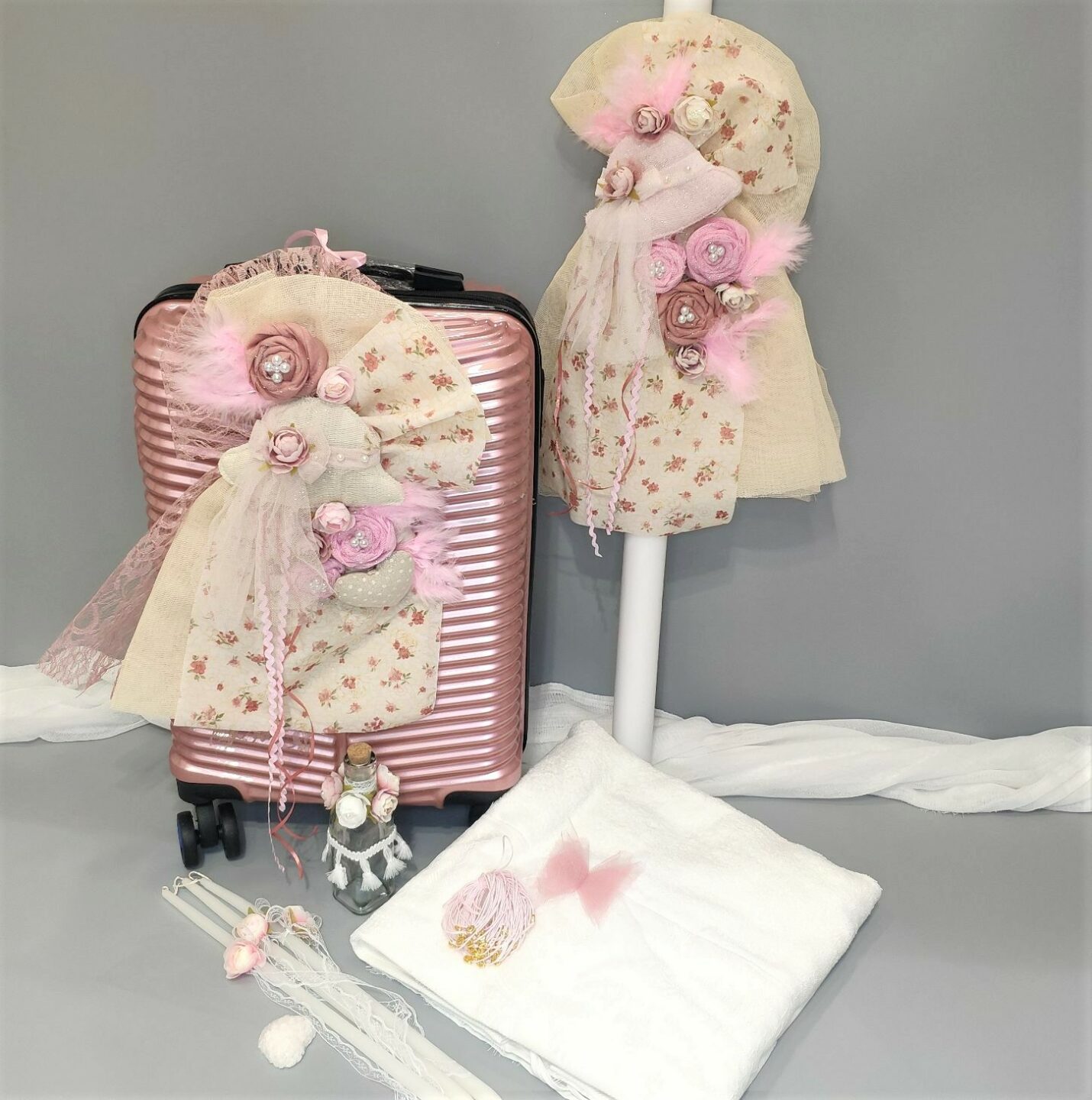 Πλήρες σετ βάπτισης για κορίτσι boho με λουλούδια