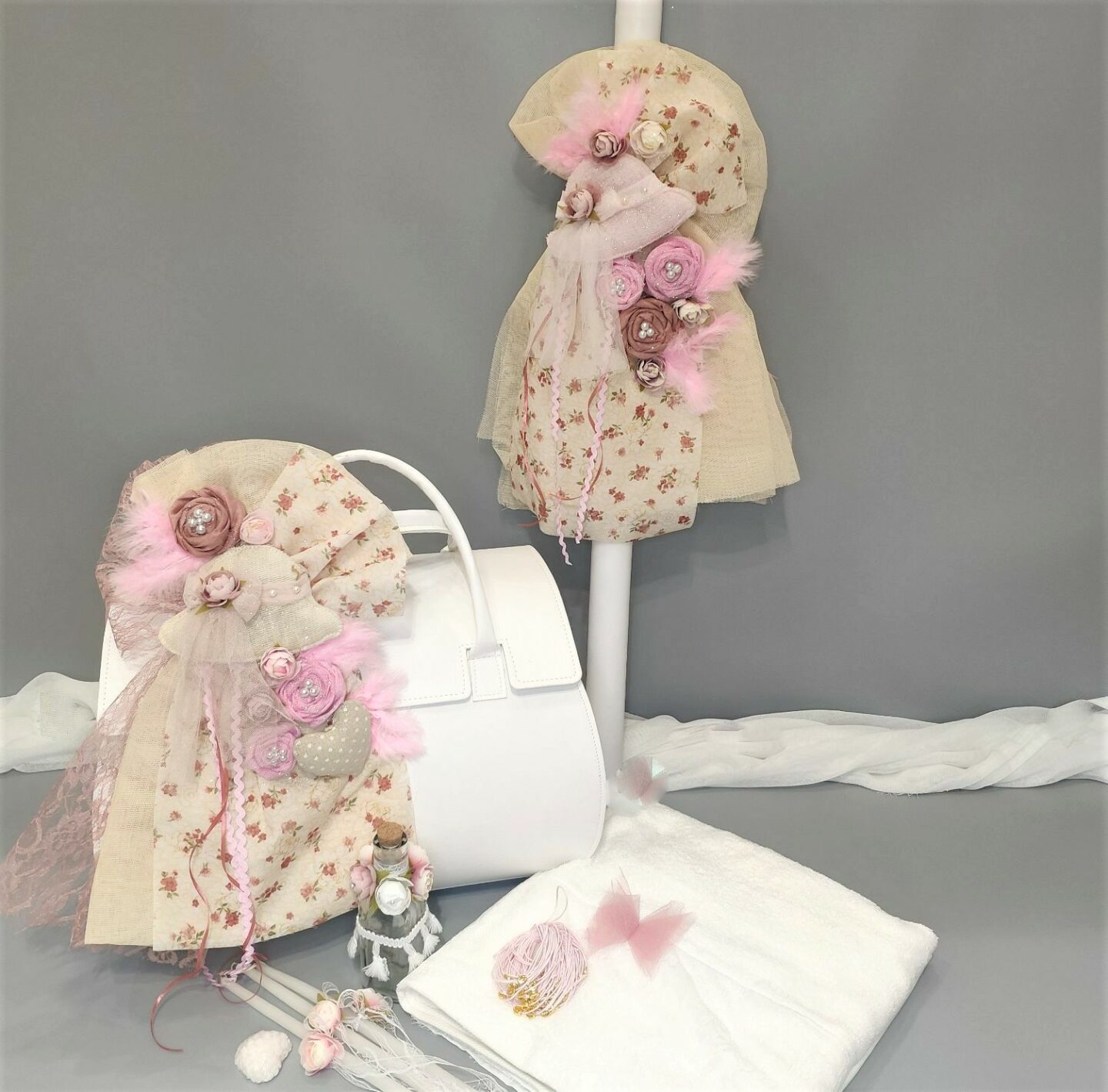 Πλήρες σετ βάπτισης για κορίτσι boho με λουλούδια