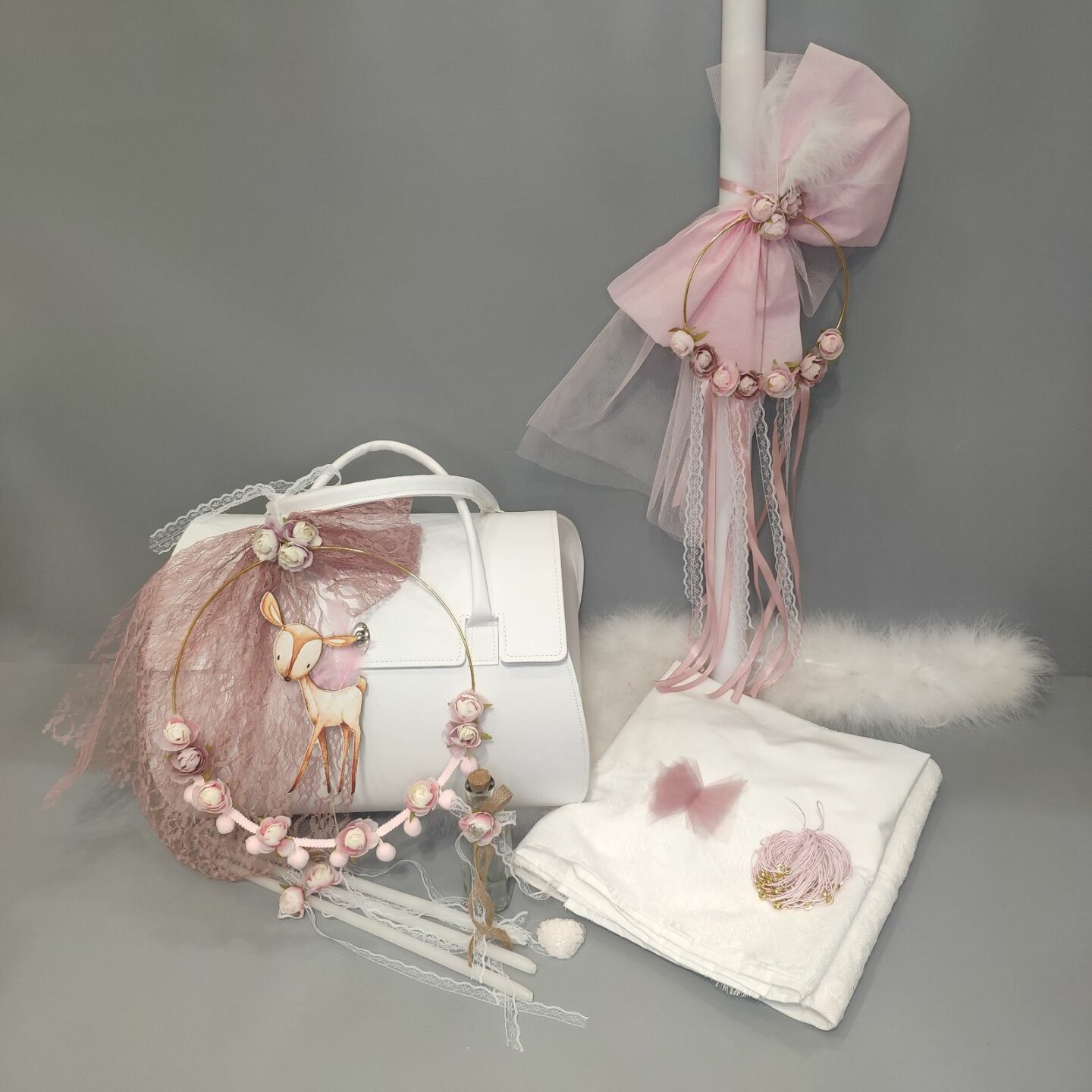 Πλήρες σετ βάπτισης για κορίτσι με Ελαφάκι