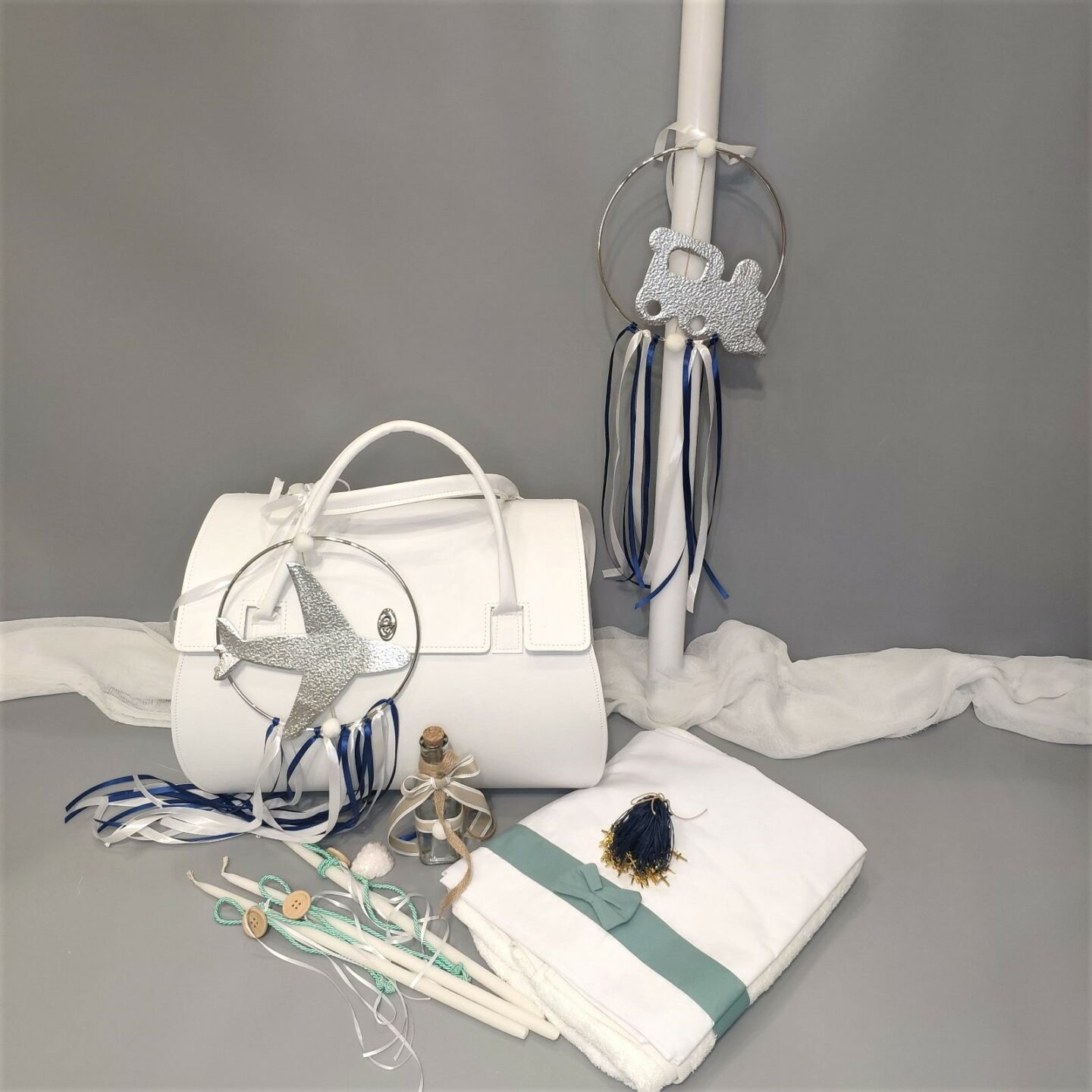 Πλήρες σετ βάπτισης για αγόρι με αεροπλάνο ή τρένο