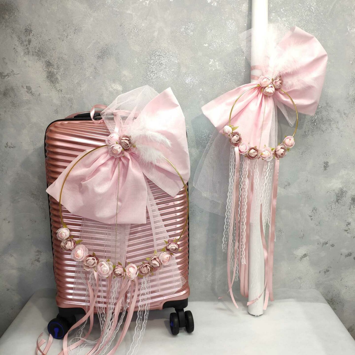 Σετ βάπτισης για κορίτσι με vintage στεφανάκι με τριαντάφυλλα