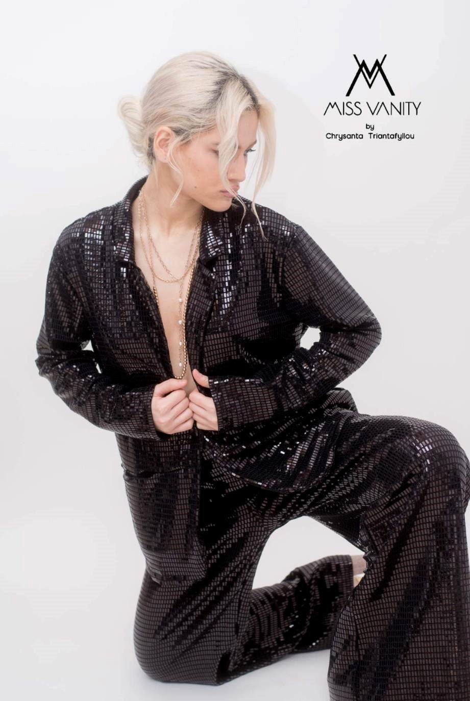 Σετ κοστούμι με παγιέτα σε μαύρο