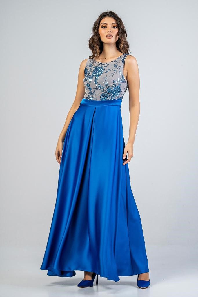 Σατέν φόρεμα με κάντημα στο μπουστο