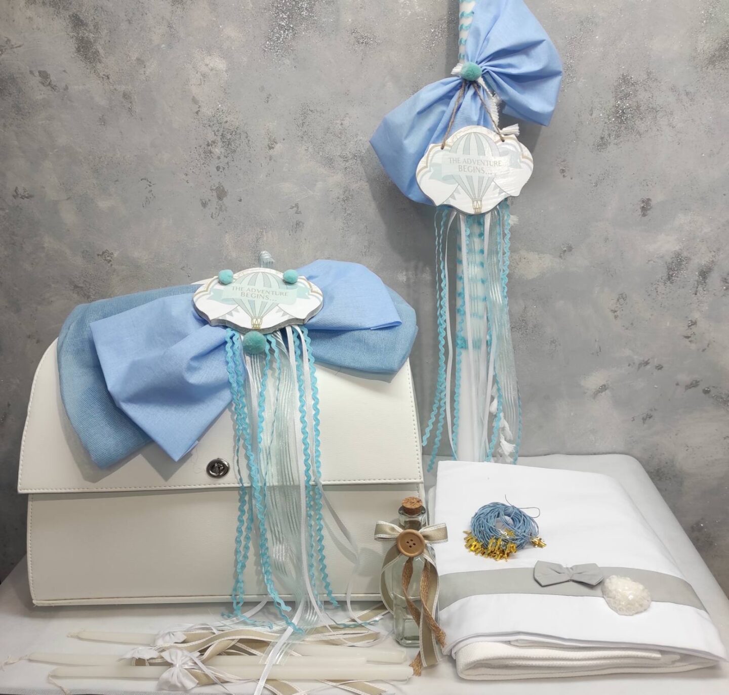 Πλήρες σετ βάπτισης με θέμα αερόστατο