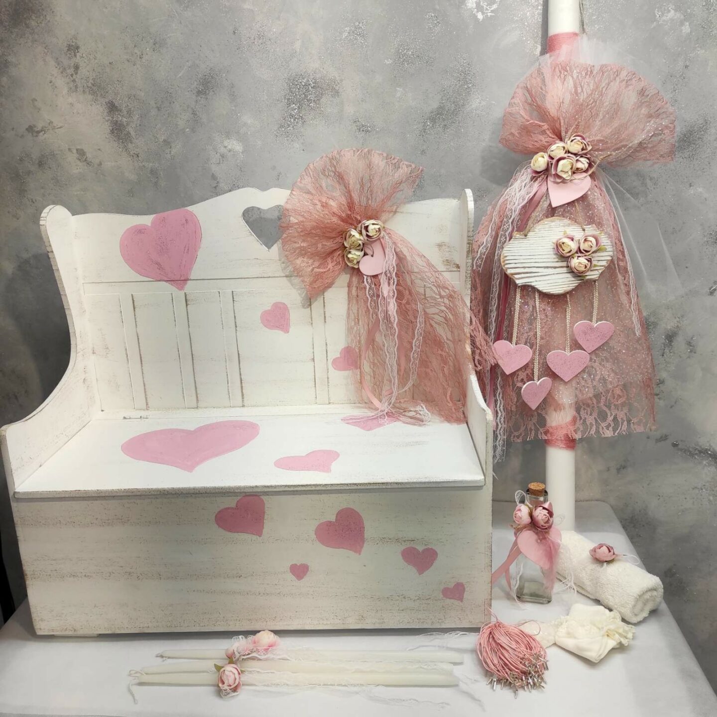 Σετ βάπτισης τριαντάφυλλο