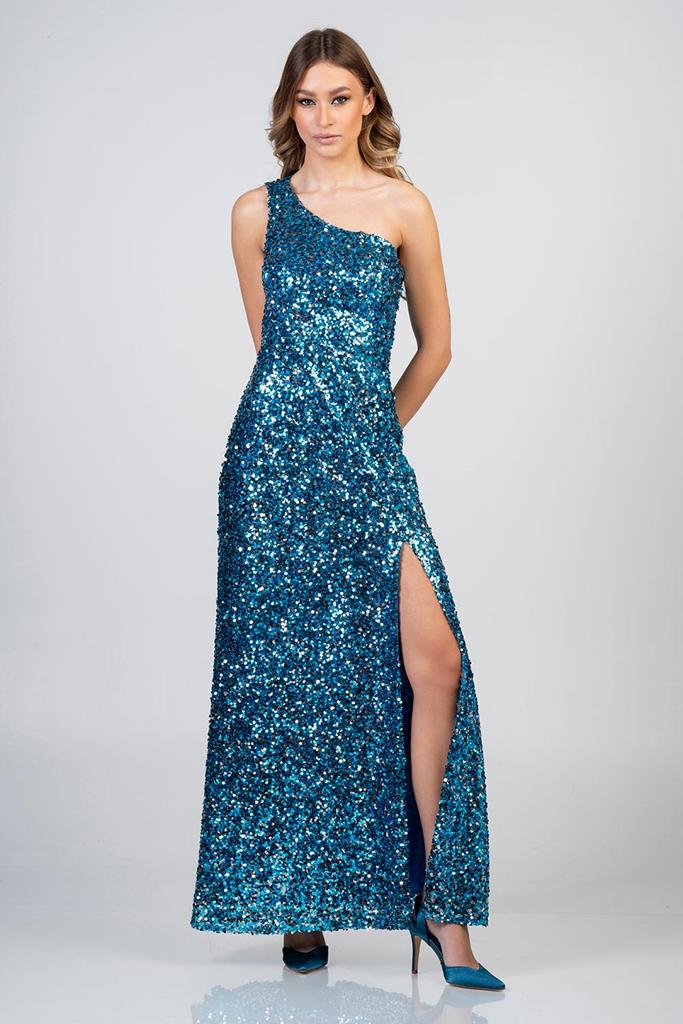 Maxi φόρεμα παγιέτα με έναν ώμο