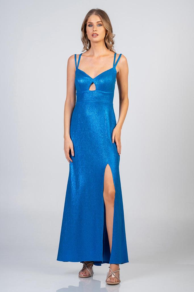 Maxi φόρεμα με σκίσιμο και τιράντα