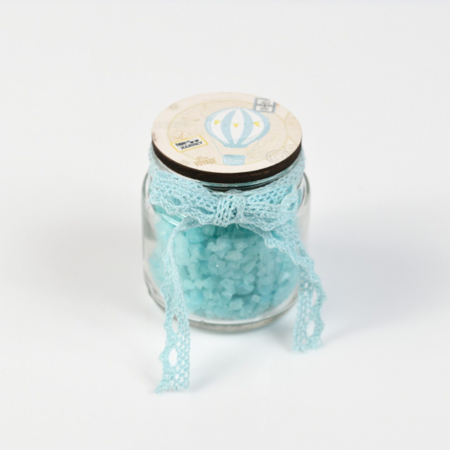 Μπομπονιέρα βαζάκι με αρωματικά άλατα και τυπωμένο σχέδιο αερόστατο