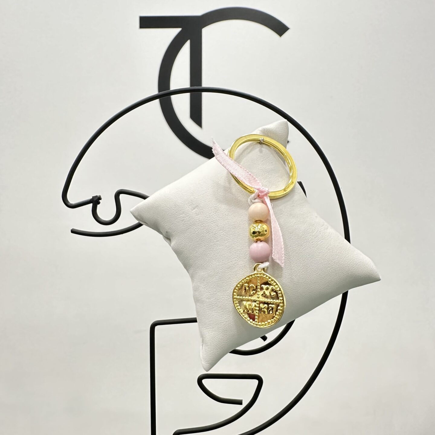 Μαρτυρικά για βάπτιση χρυσό μπρελόκ με κωνσταντινάτο