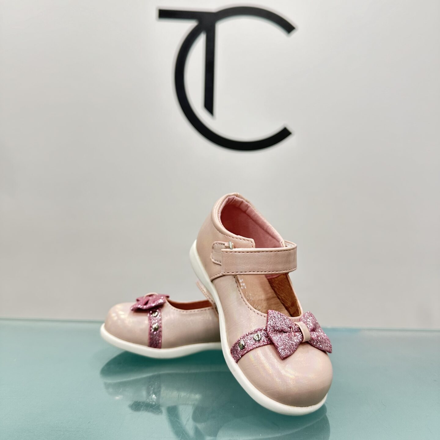 Βαπτιστικό παπούτσι μπαρέτα σε ροζ