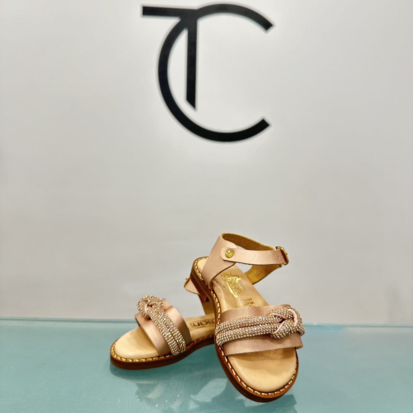 Βαπτιστικό παπούτσι πεδιλάκι σε ροζ χρυσό