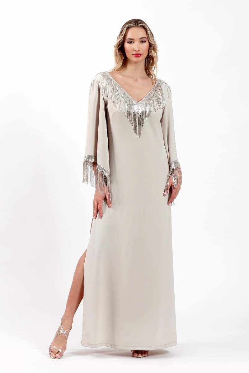 Maxi φόρεμα με κρόσια