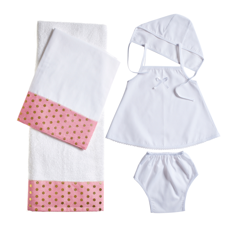 Σετ Λαδόπανα βάπτισης χρυσό πουά