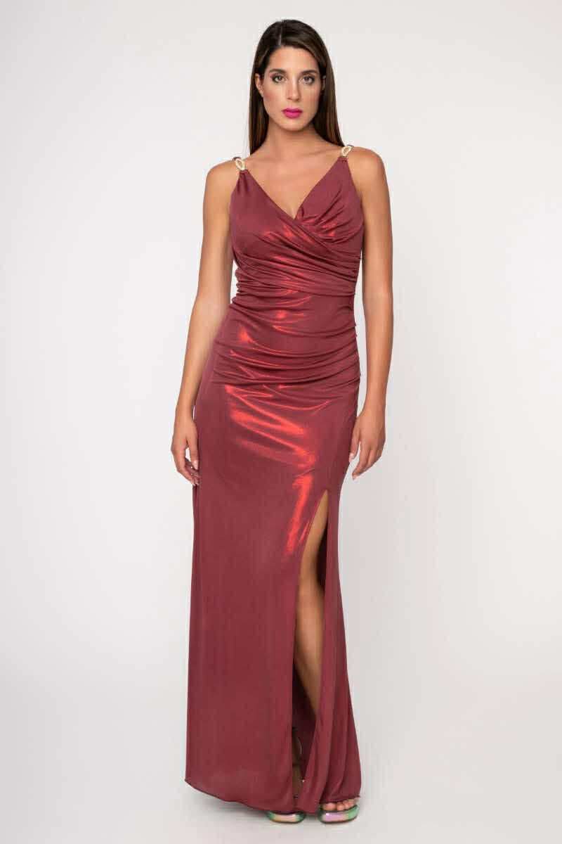 Εντυπωσιακό maxi φόρεμα μεταλιζέ