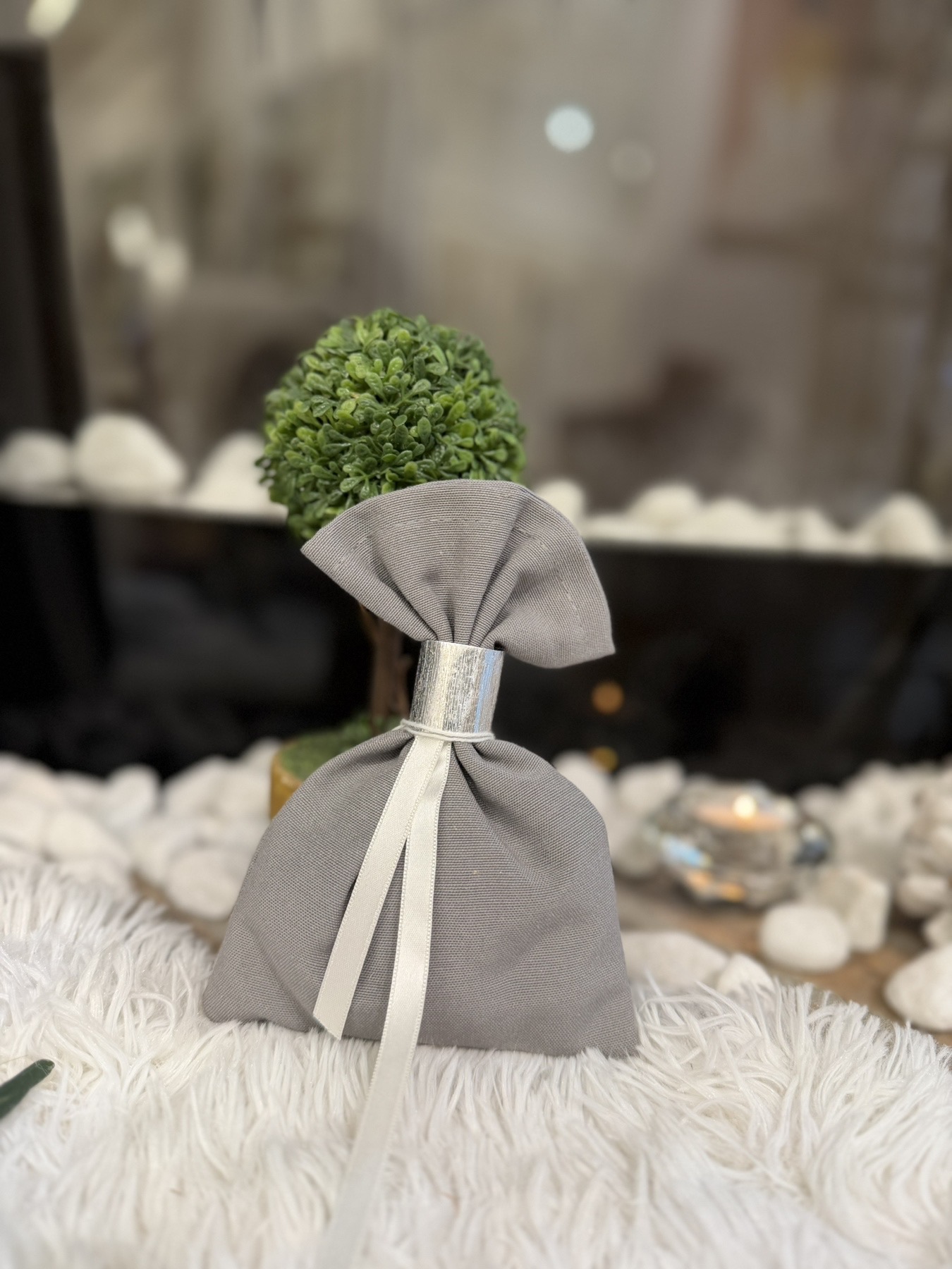 Μπομπονιέρες Βάπτισης - Γάμου Πουγκί με δαχτυλίδι